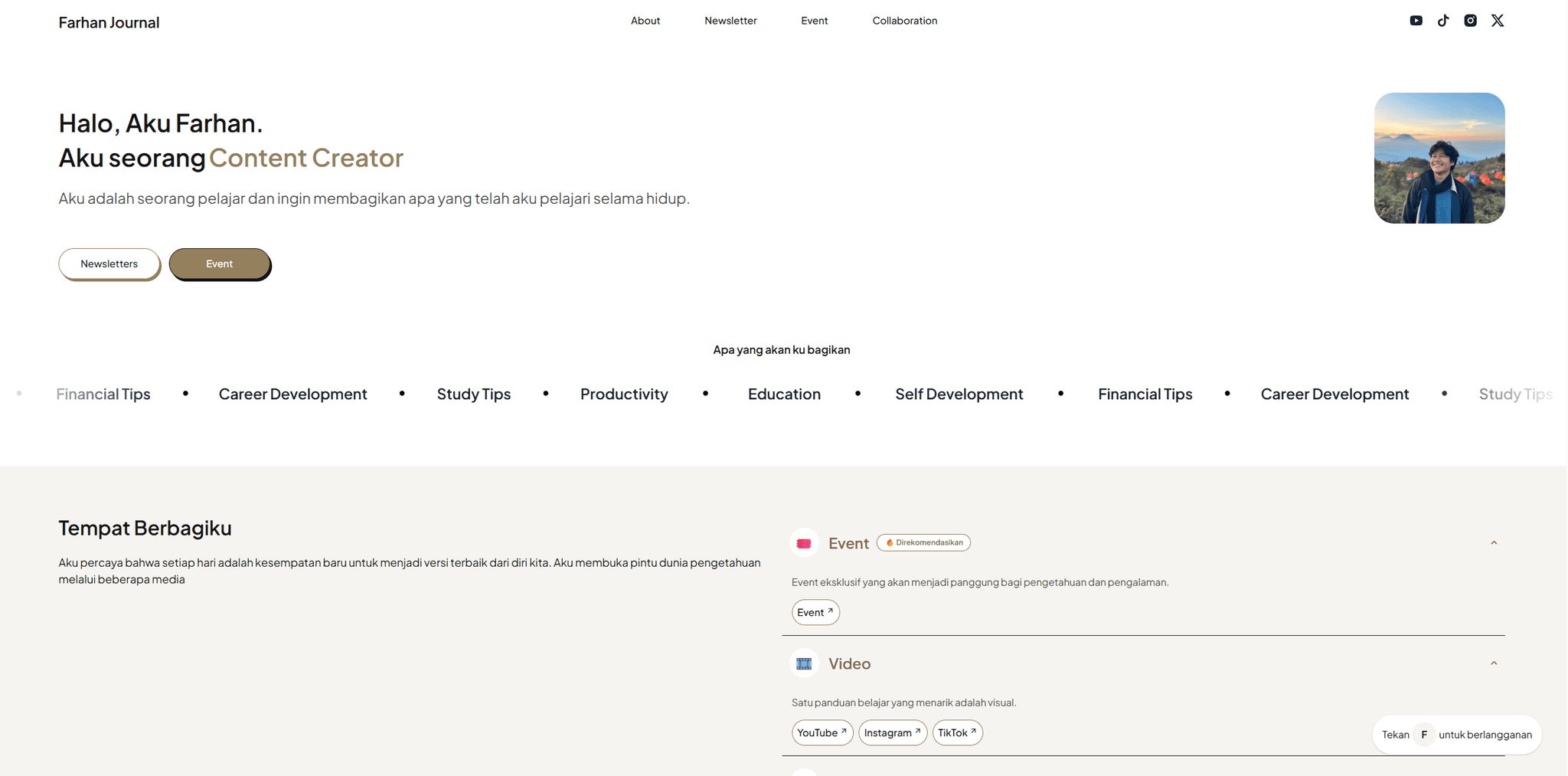 farhan journal home screenshot